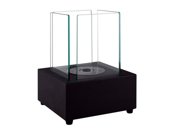 Cheminée décorative rectangulaire à éthanol QLIMA FFB022, acier et verre, noir