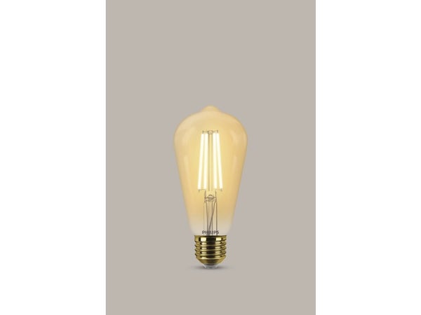 Ampoule Led À Filament Ambré Edison E27 630 Lm = 50 W Blanc Très Chaud, Philips