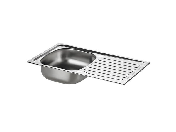 Evier à encastrer 1 bac avec égouttoir, inox, gris / argent