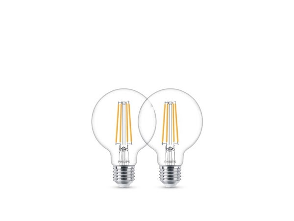 2 Ampoules Led Globe 80 Mm E27 470 Lm = 40 W Blanc Neutre, Philips