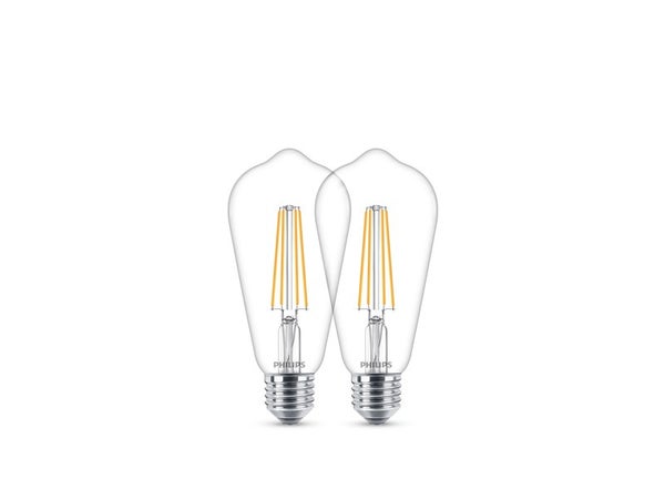 2 Ampoules Led Edison E27 470 Lm = 40 W Blanc Chaud, Philips
