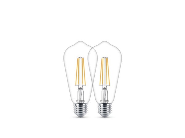 2 Ampoules Led Edison E27 470 Lm = 40 W Blanc Neutre, Philips