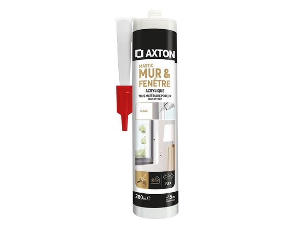 Mastic d'étanchéité fenêtre / mur / porte AXTON, blanc, 280 ml