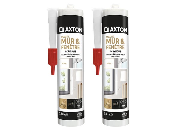 Mastic D'Étanchéité Mur, Porte Et Fenêtre Axton Blanc 2 X 280 Ml