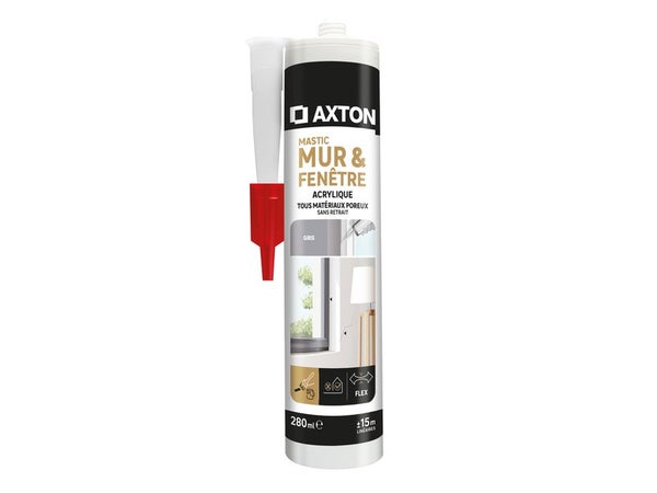 Mastic d'étanchéité fenêtre / mur / porte AXTON, gris, 280 ml