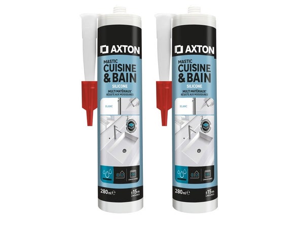 Mastic D'Étanchéité Cuisine Et Bain Axton Blanc 2 X 280 Ml