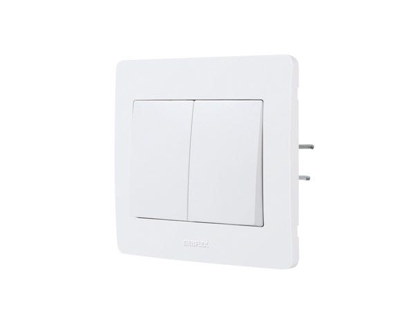 Double Interrupteur Va-Et-Vient Complet, Debflex Diam2, Blanc