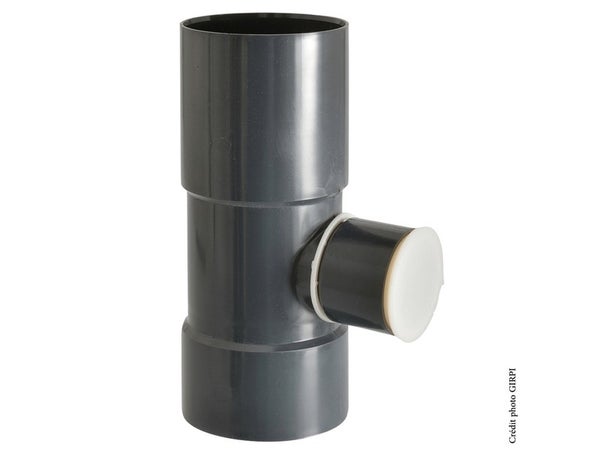 Collecteur d'eau pour gouttière ronde pvc ardoise GIRPI, Dév.16 cm Diam.50 mm