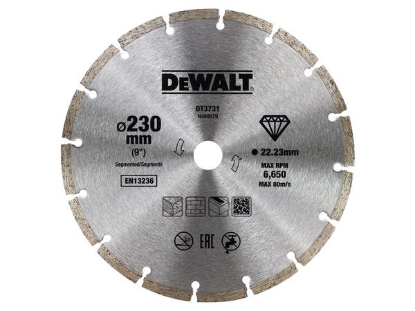 Disque diamant fritte multi-materiaux, DEWALT DT3731, diam.230 x 22.2 mm