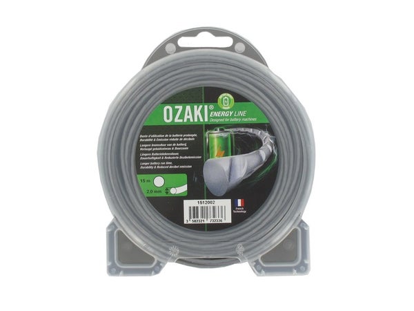 Coque fil nylon ondule rond OZAKI ENERGY LINE  Longueur 15 m,  2,00mm