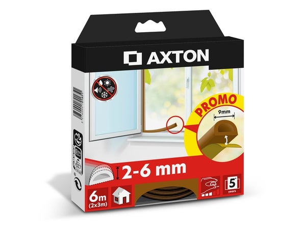 Joint de porte et fenêtre AXTON 1 mm, L.6 m marron