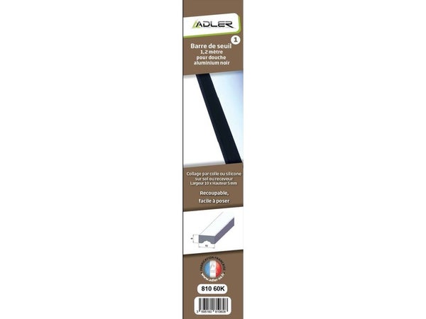 Barre de seuil pour porte de douche noir mat 120 cm
