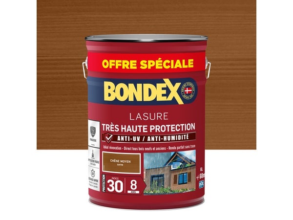 Lasure BONDEX très haute protection 8 ans chêne moyen satiné 6 l