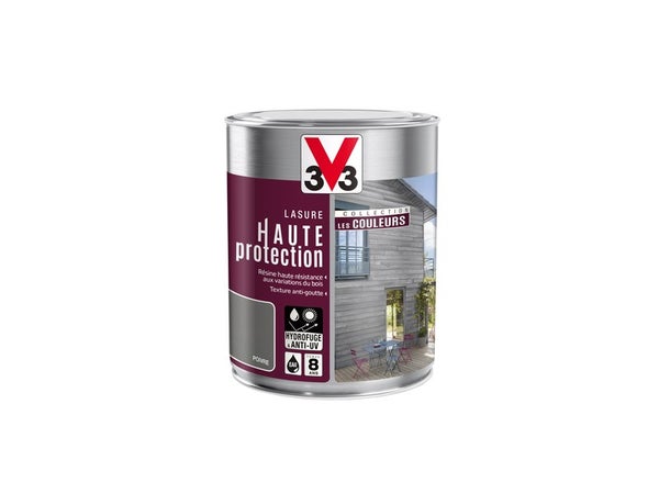 Lasure V33 HP LES COULEURS 8 ans poivre satiné 1 L