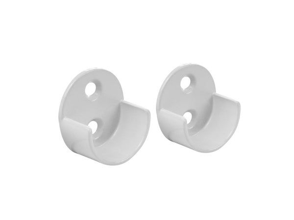 Lot de 2 support de barre de penderie D25 mm rond blanc 30 m