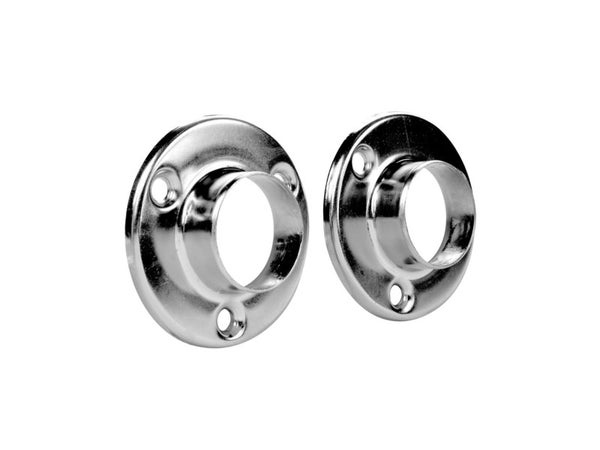 Lot de 2 support de barre de penderie D25 mm rond chrome 54 m