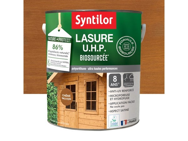 Lasure SYNTILOR U.H.P. biosourcee nature protect 8 ans chêne fonce satiné 5 L