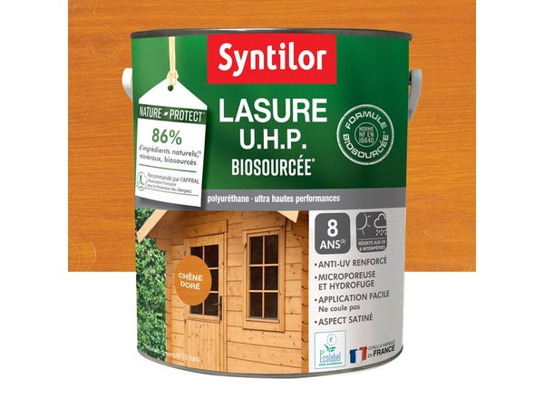 Lasure SYNTILOR U.H.P. biosourcee nature protect 8 ans chêne fonce satiné 5 L