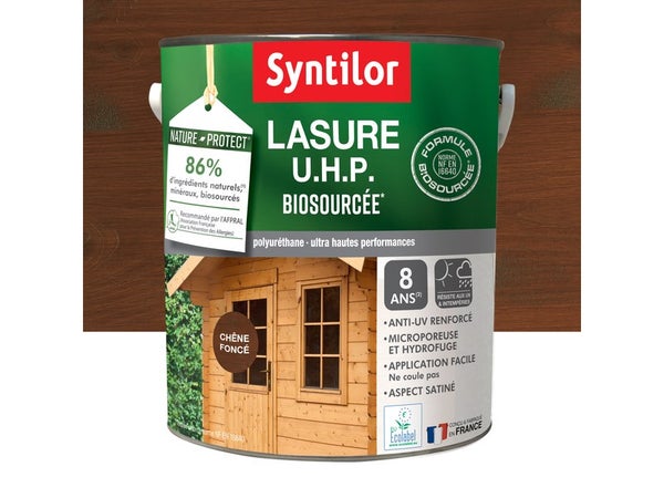 Lasure SYNTILOR U.H.P. biosourcee nature protect 8 ans chêne fonce satiné 5 L