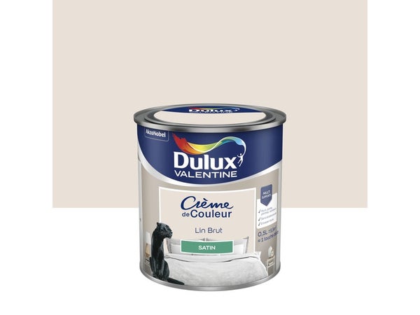 Peinture mur, boiserie crème de couleur DULUX VALENTINE lin brut satiné 0.5L