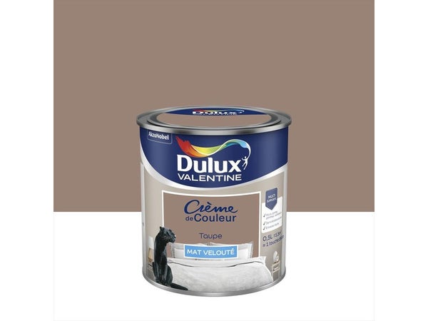 Peinture mur, boiserie crème de couleur DULUX VALENTINE taupe mat 0.5L