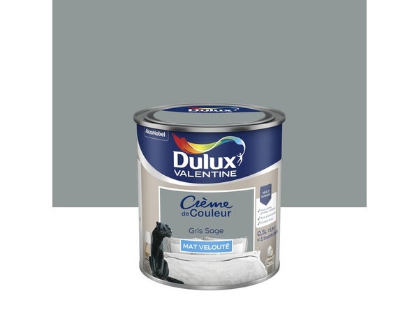 Peinture mur, boiserie crème de couleur DULUX VALENTINE gris sage mat 0.5L