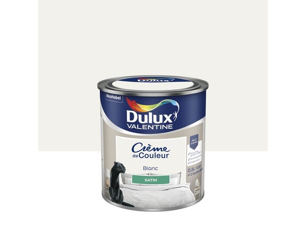 Peinture mur, boiserie crème de couleur DULUX VALENTINE blanc satiné 0.5L