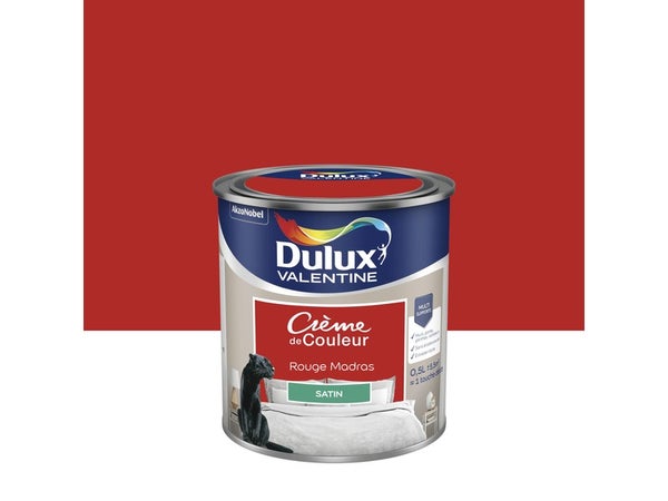 Peinture mur, boiserie crème de couleur DULUX VALENTINE rouge madras satiné 0.5L
