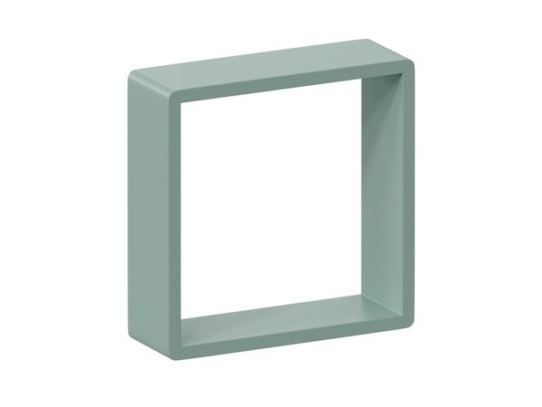 Lot de 3 étagèrse cube vert mat, L.28 x H.10 x P.10 cm, Ep.15 mm