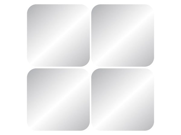 Set de 4 miroirs carres arrondis 20x20cm