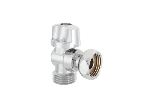 Robinet d'arrêt equerre 1/4 de tour, mâle / femelle 20 x 27 mm chrome