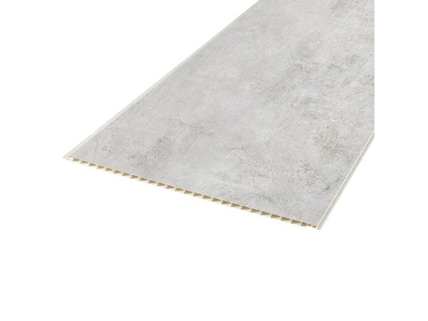 Lambris PVC gris / argent structuré ARTENS, L.260 x l.37.5 cm, Ep.8 mm
