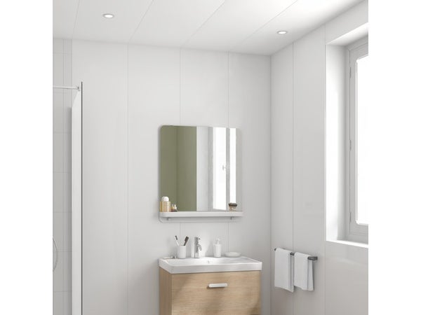 Lambris PVC PVC sans bois blanc mat ARTENS, L.260 x l.37,5 cm, Ep.8 mm