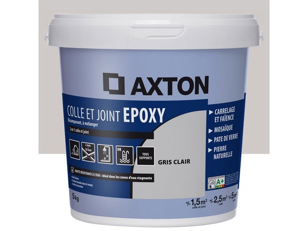 Colle et joint AXTON epoxy pot de 5 kilos gris clair PE96P