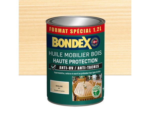 Huile BONDEX mobilier bois haute protection incolore mat, 1.2 L