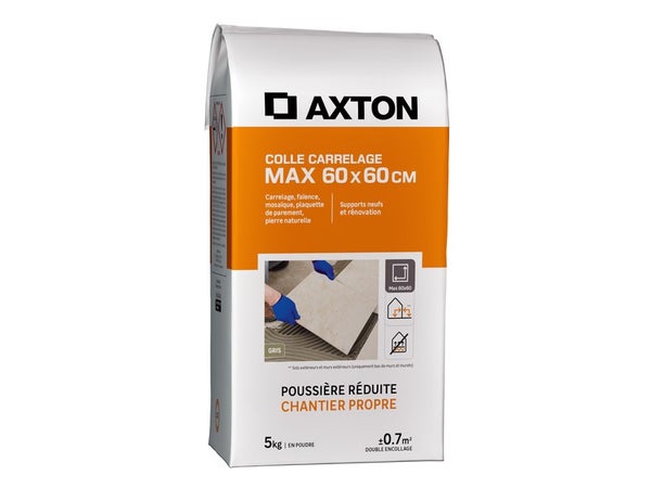 Colle en poudre sol/mur, interieur/exterieur, flex, gris AXTON 5KG