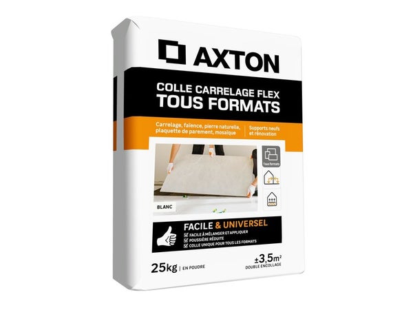 Colle en poudre sol/mur, interieur/exterieur, easy, blanc AXTON 25KG