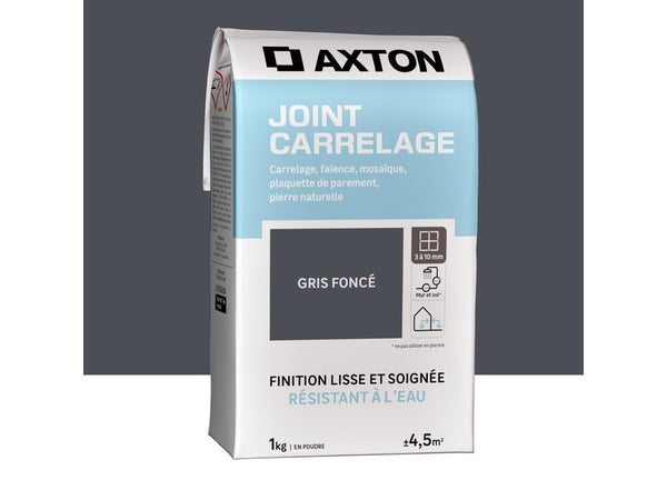 Joint poudre carrelage / mosaique superieur a 3mm AXTON gris fonce 1KG