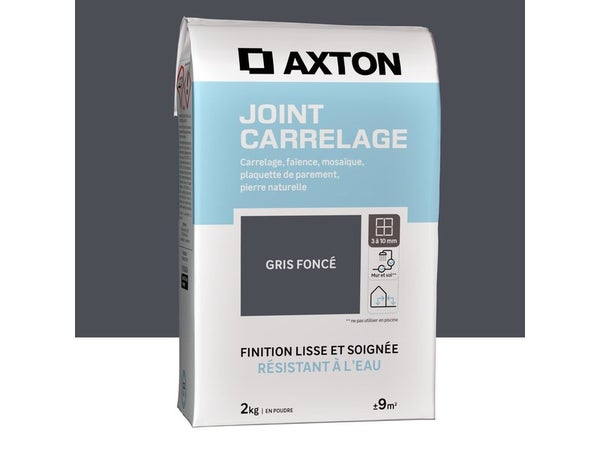 Joint poudre carrelage / mosaique superieur a 3mm AXTON gris fonce 2KG