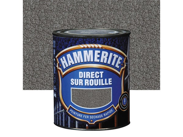 Peinture Fer Extérieur Direct Sur Rouille Hammerite Gris Ardoise Martelé 0.25 L