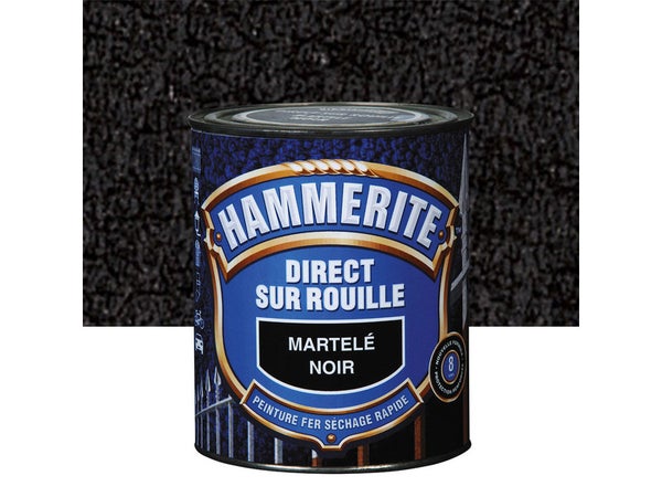 Peinture Fer Extérieur Direct Sur Rouille Hammerite Noir Martelé 2.5 L