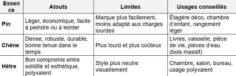 Quelle essence de bois choisir pour votre étagère ?